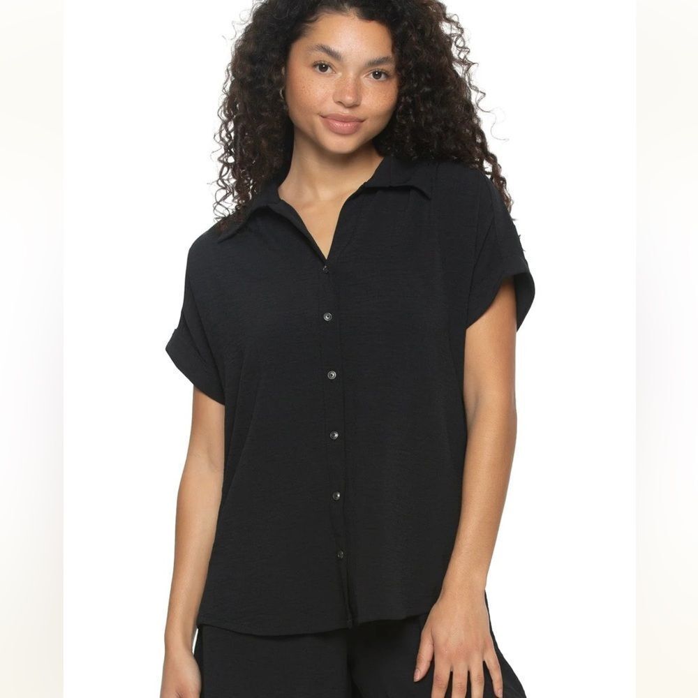 Felina Women's Black Button Down Blouse Top